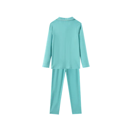 collared pajama set - blue