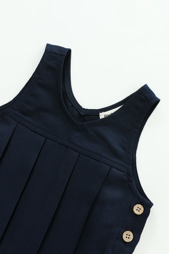 v neck pleated jumper - navy