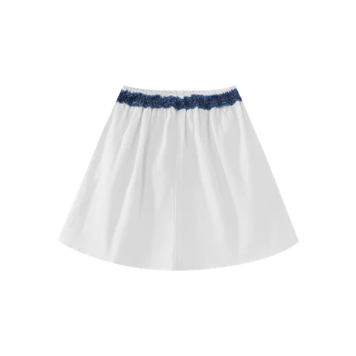 circle skirt with contrasting smocked waist - white