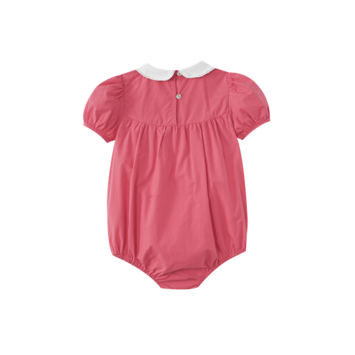 embroidered collar romper - hot pink