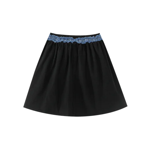 circle skirt with contrasting smocked waist - black
