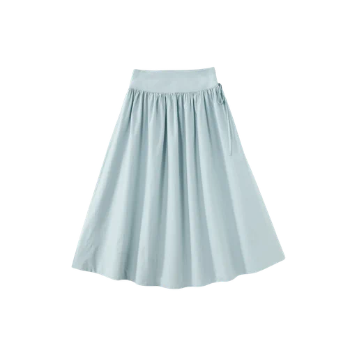 midi circle skirt with side tie - blue