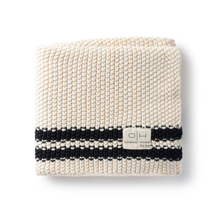 blanket chunky stripe - black