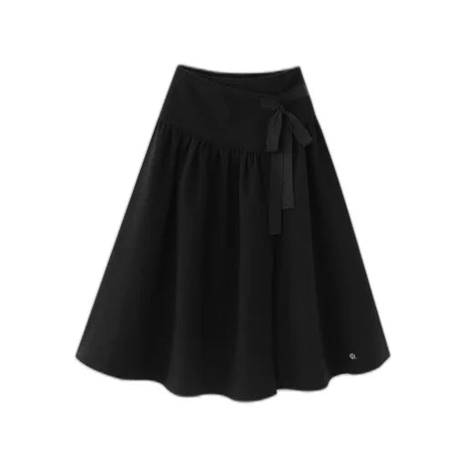 wrap skirt with bow - black