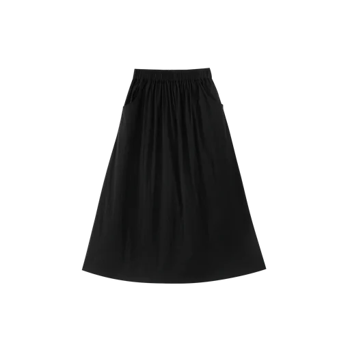 midi skirt with rubber waist - black