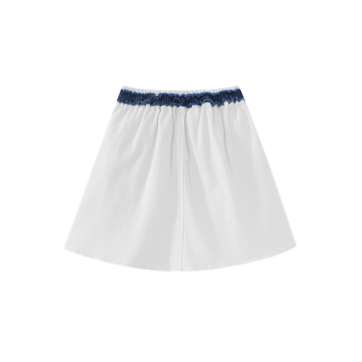 circle skirt with contrasting smocked waist - white