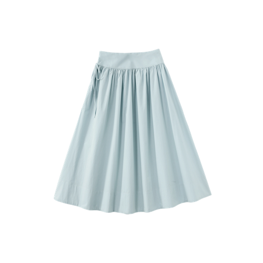 midi circle skirt with side tie - blue