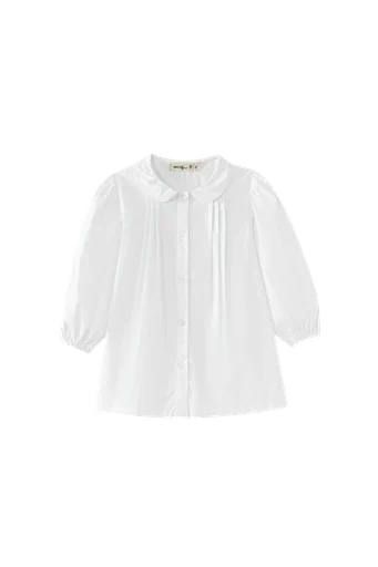 pintuck peter pan blouse - white