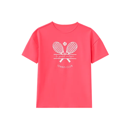tennis print swim shirt - coral
