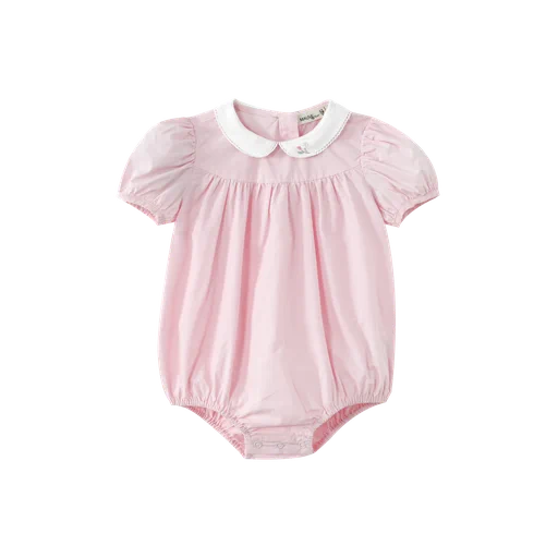 embroidered collar romper - light pink