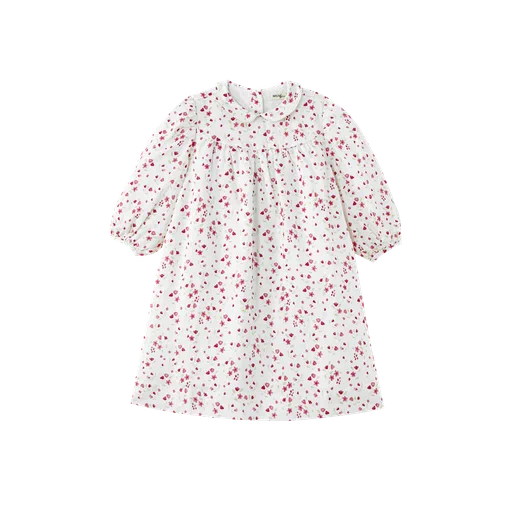 embroidered collar high yoke dress - floral