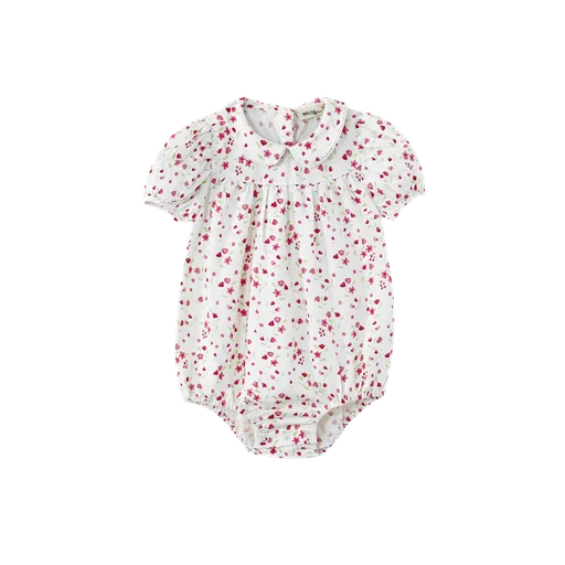 embroidered collar romper - floral