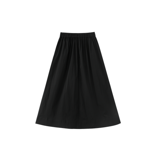 midi skirt with rubber waist - black