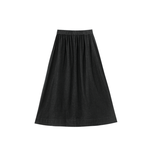 midi skirt with rubber waist - black denim