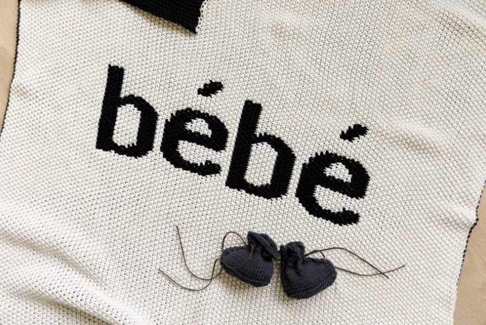 blanket knit bebe - natural/black