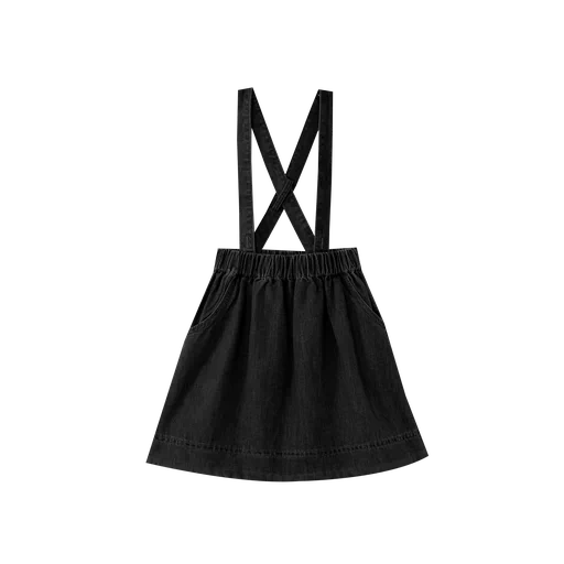 suspender skirt with pockets - black denim