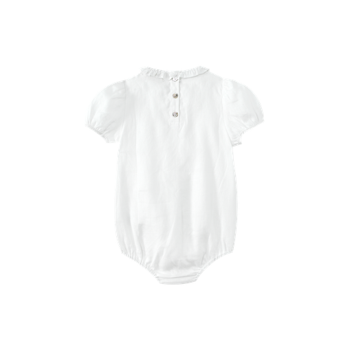 ruffle collar pintuck romper - white