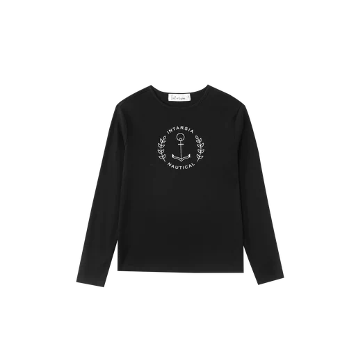 anchor printed t-shirt - black