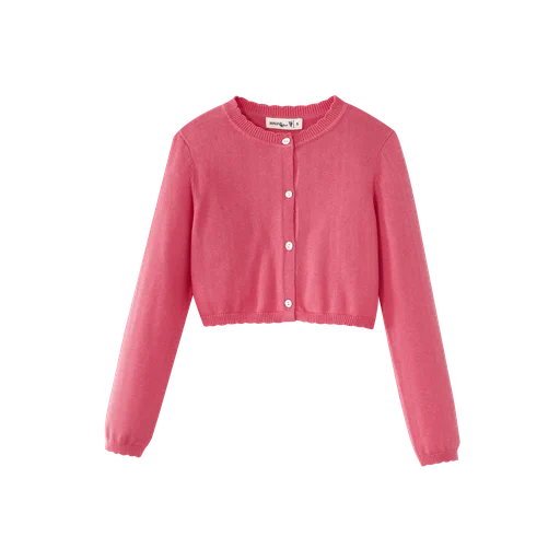 scalloped edge cardigan - hot pink