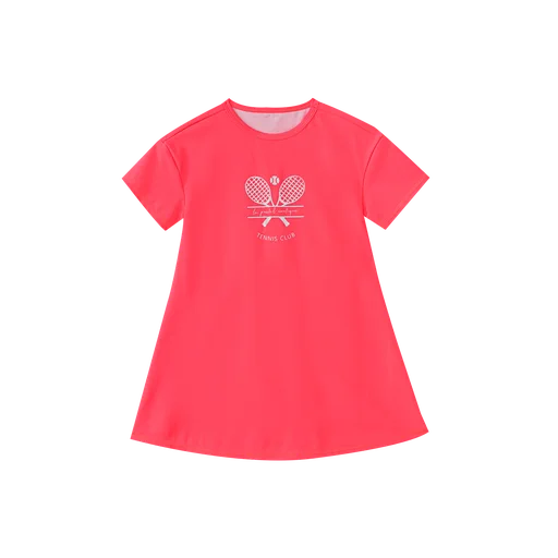 tennis print swim dress - coral