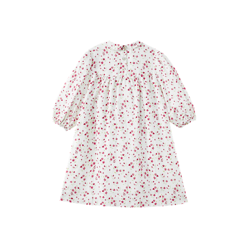 embroidered collar high yoke dress - floral