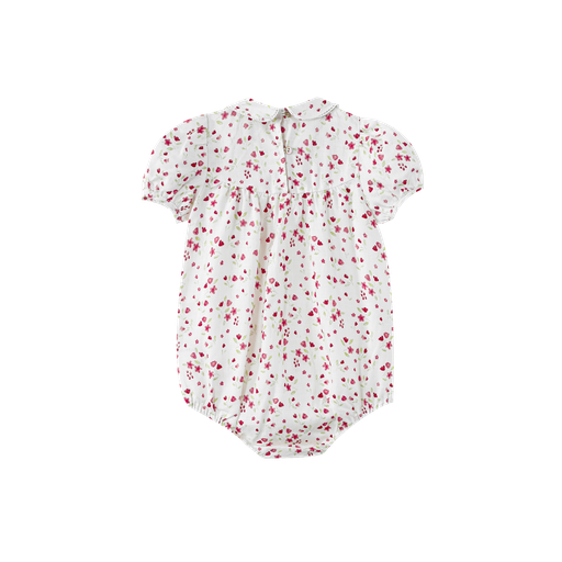 embroidered collar romper - floral