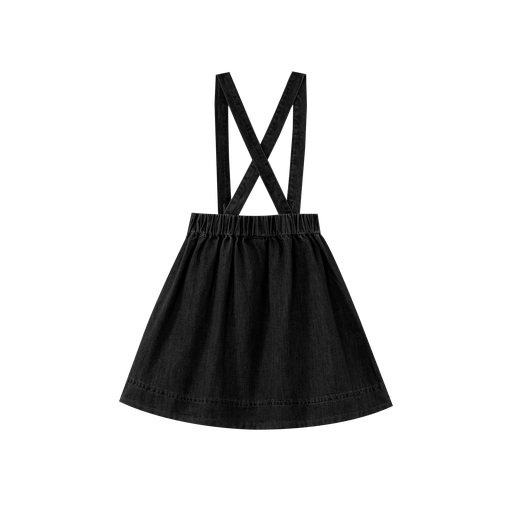 suspender skirt with pockets - black denim