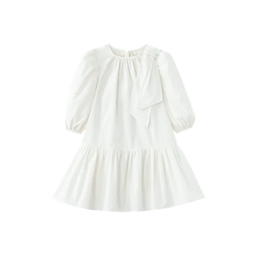 taffeta dress with side tie - cream