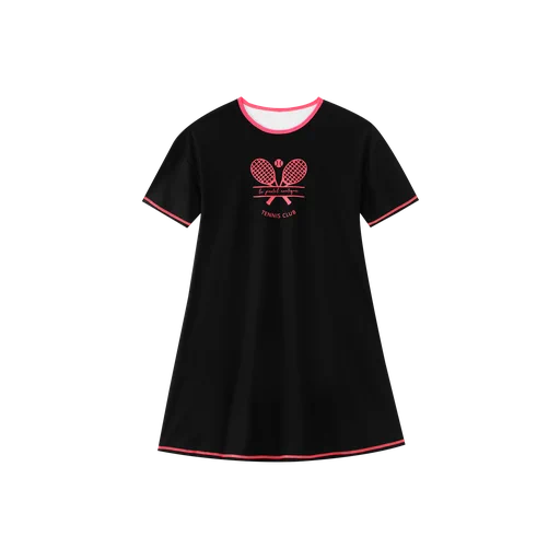 tennis print swim dress - black