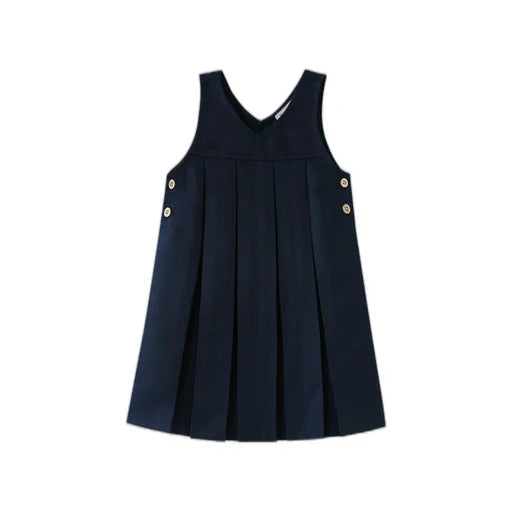 v neck pleated jumper - navy