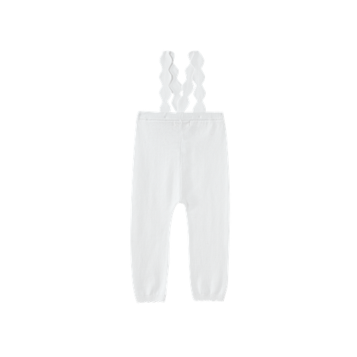 scalloped edge suspender legging - white