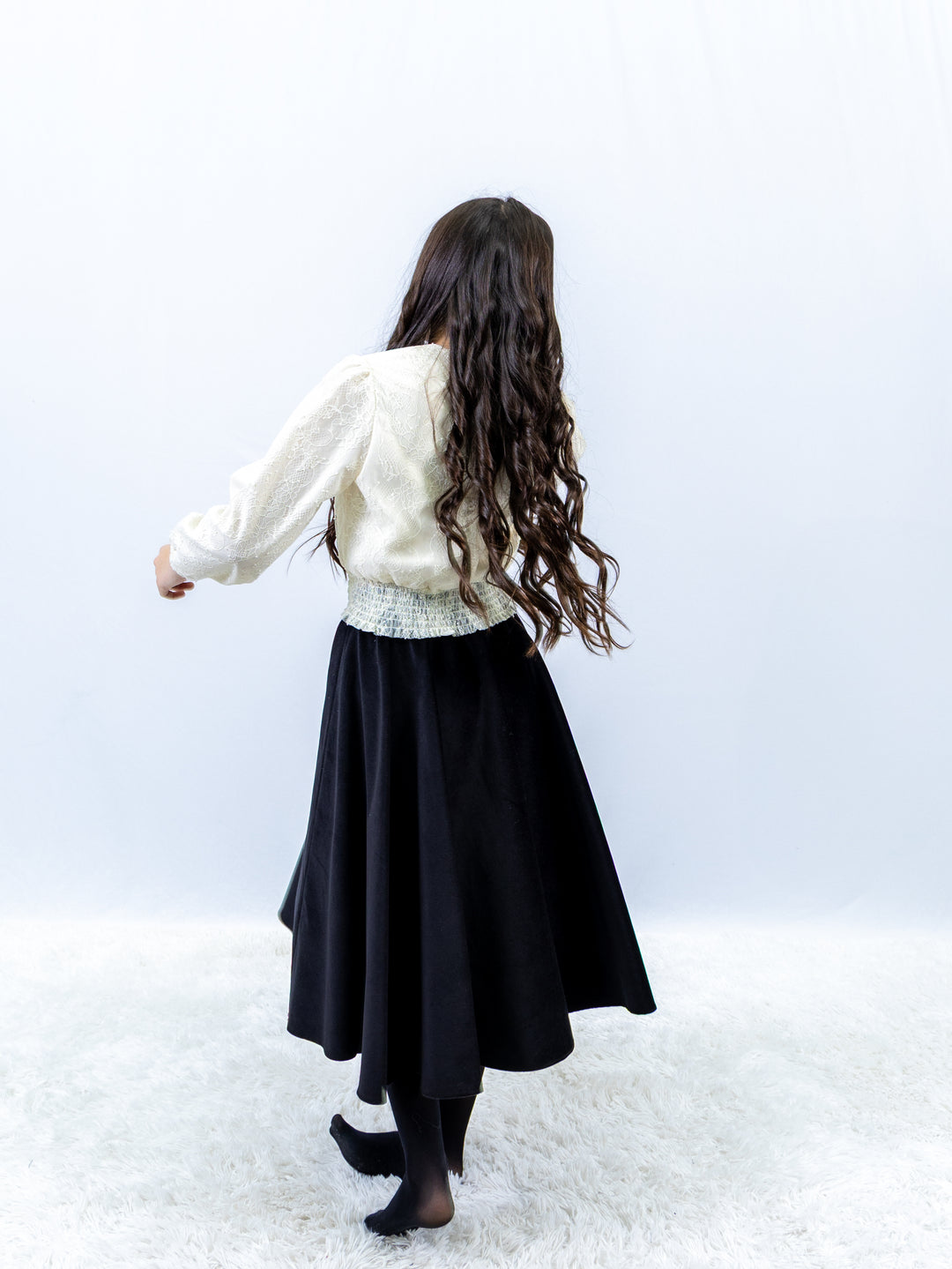 skirt midi velvet - black