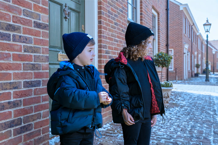 coat padded drawstring piped detail with hood - navy