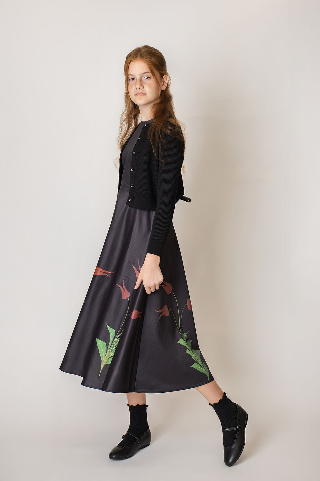 cardigan cropped rib - black