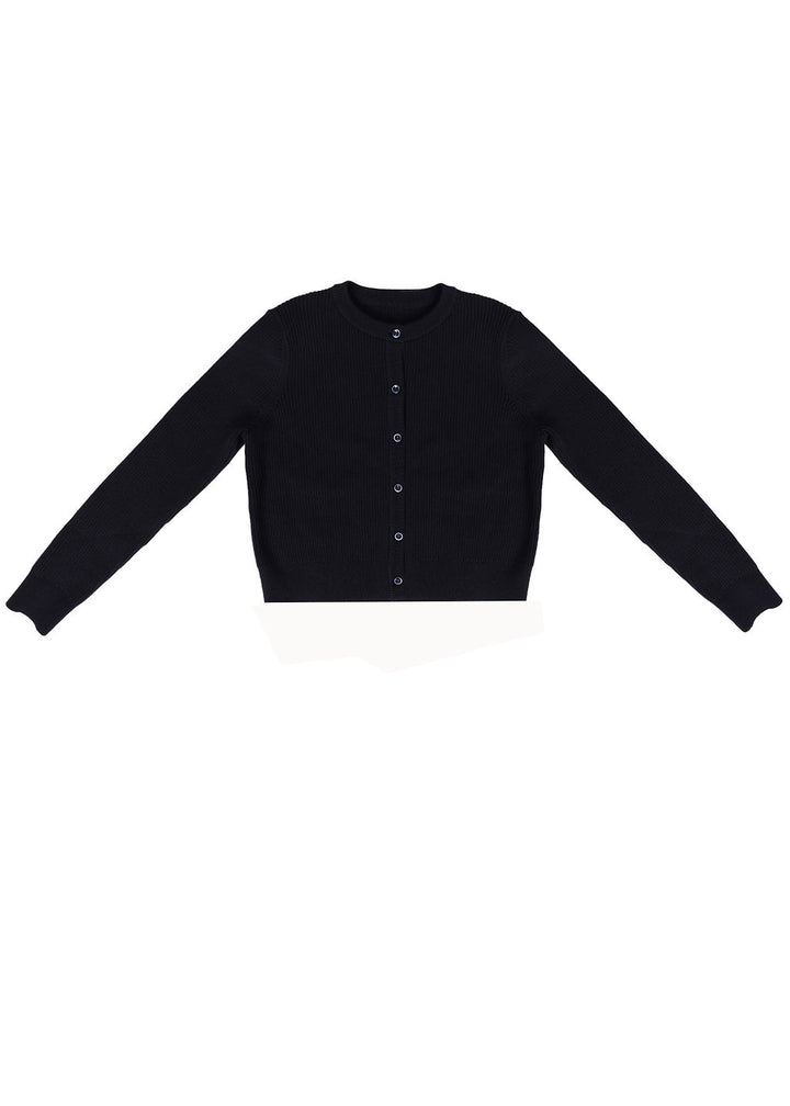 cardigan cropped rib - black
