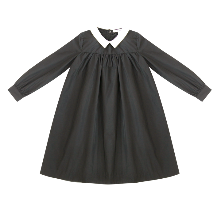 dress taffeta with collar - black