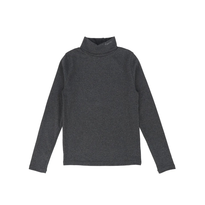 top l/s knit logo turtleneck - grey