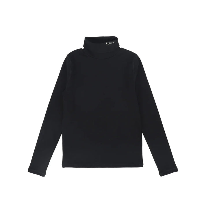 top l/s knit logo turtleneck - black