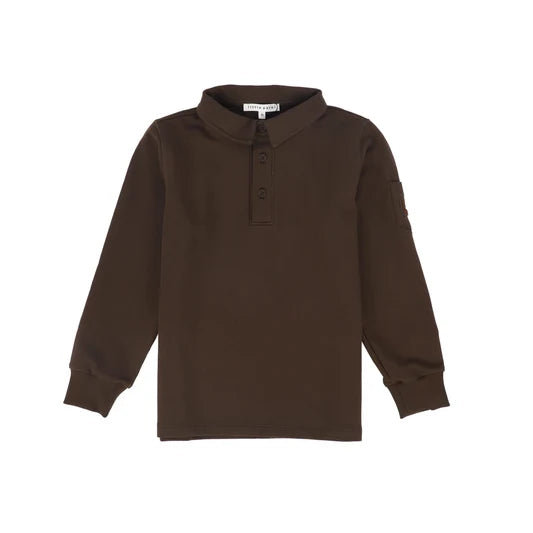 polo l/s corduroy collar sweat - brown