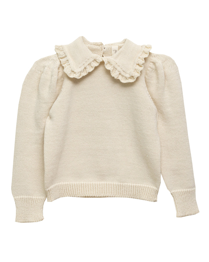 top l/s knit with collar - ecru