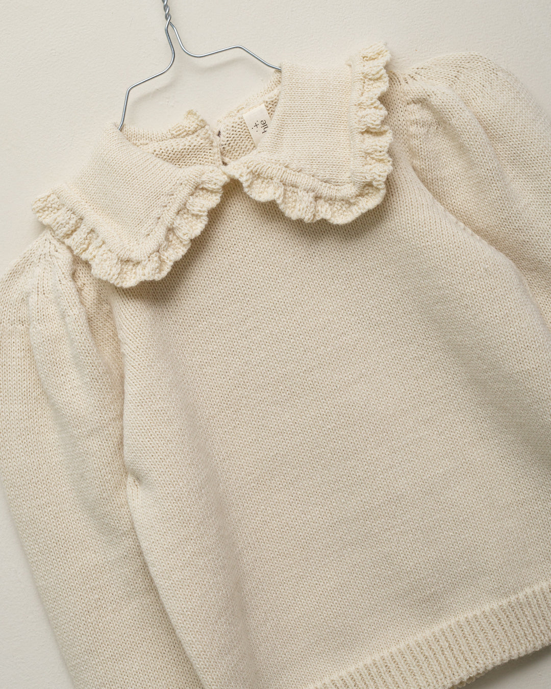 top l/s knit with collar - ecru