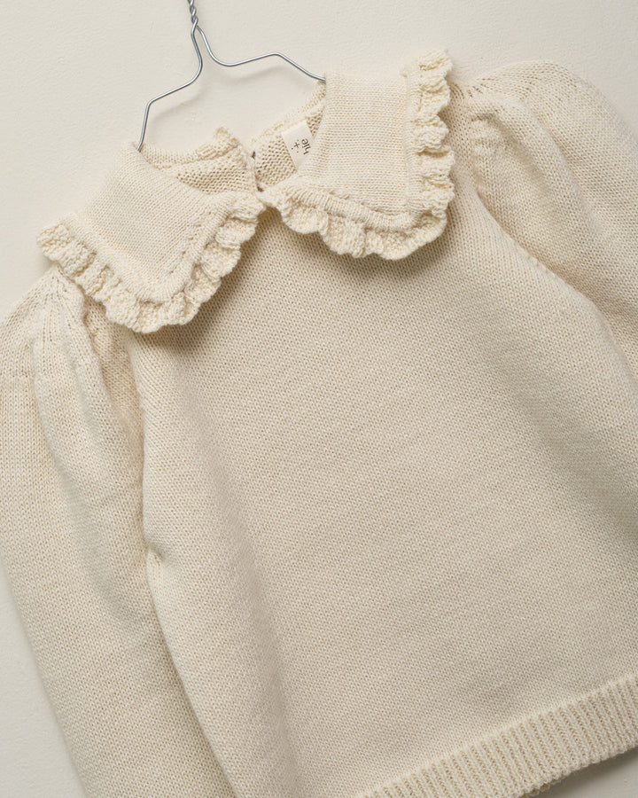 top l/s knit with collar - ecru