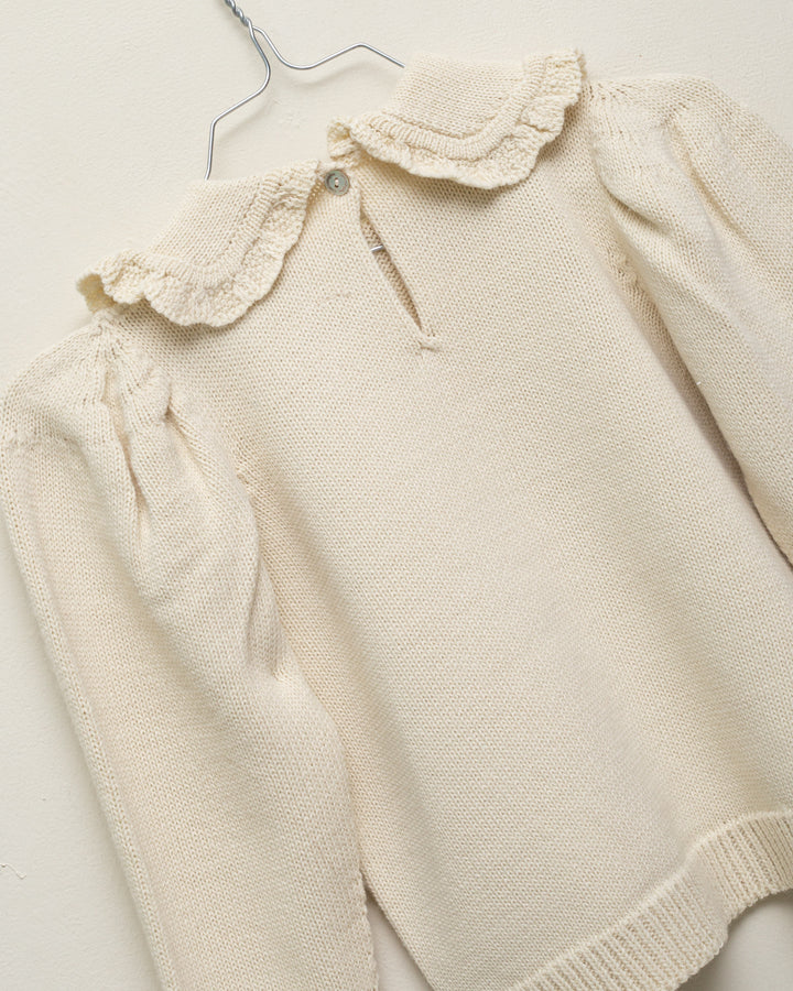 top l/s knit with collar - ecru