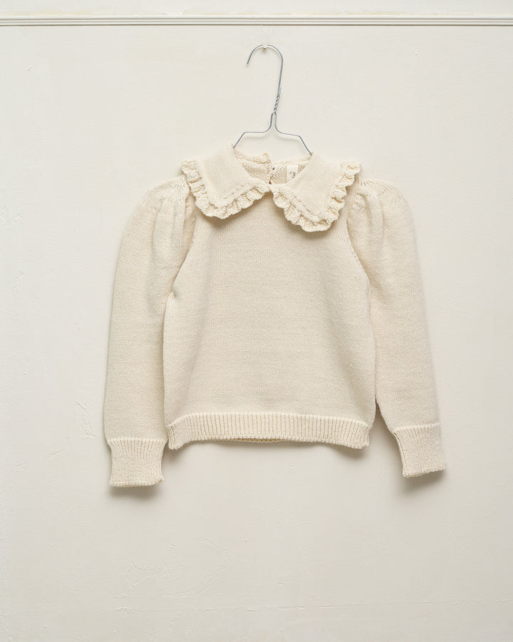 top l/s knit with collar - ecru