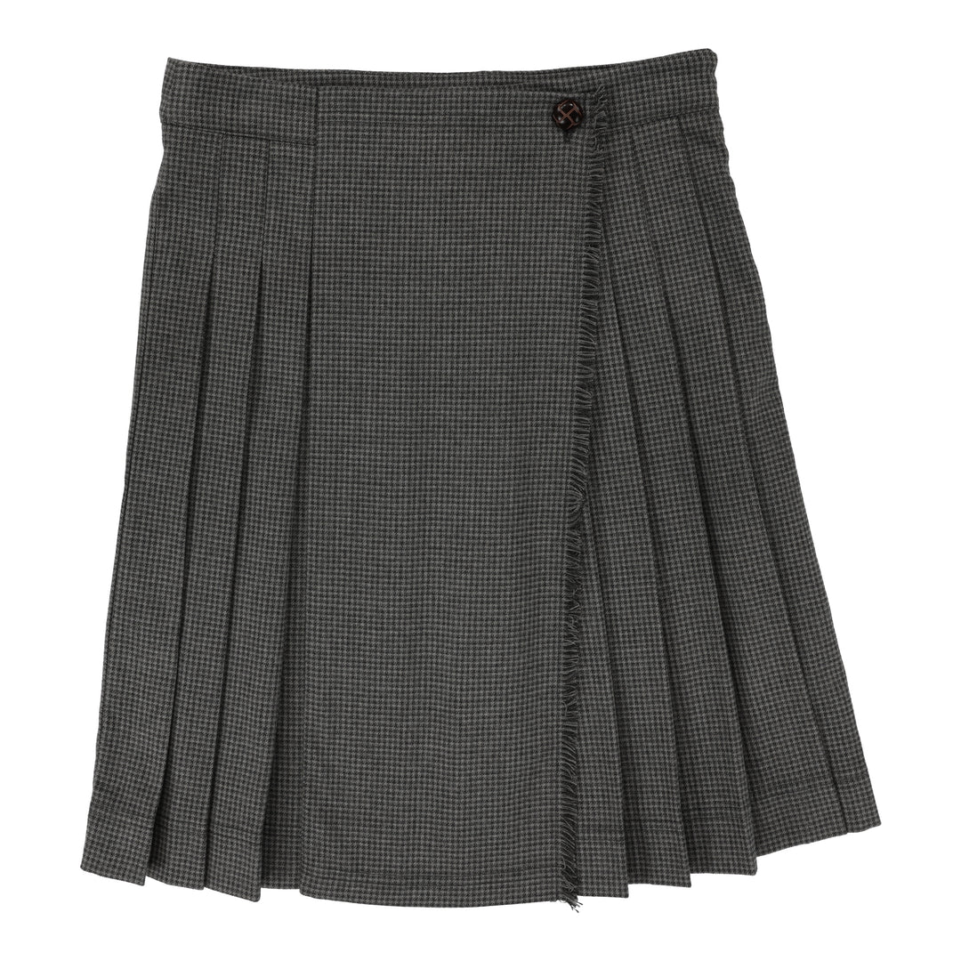 skirt kilt wool - grey houndstooth