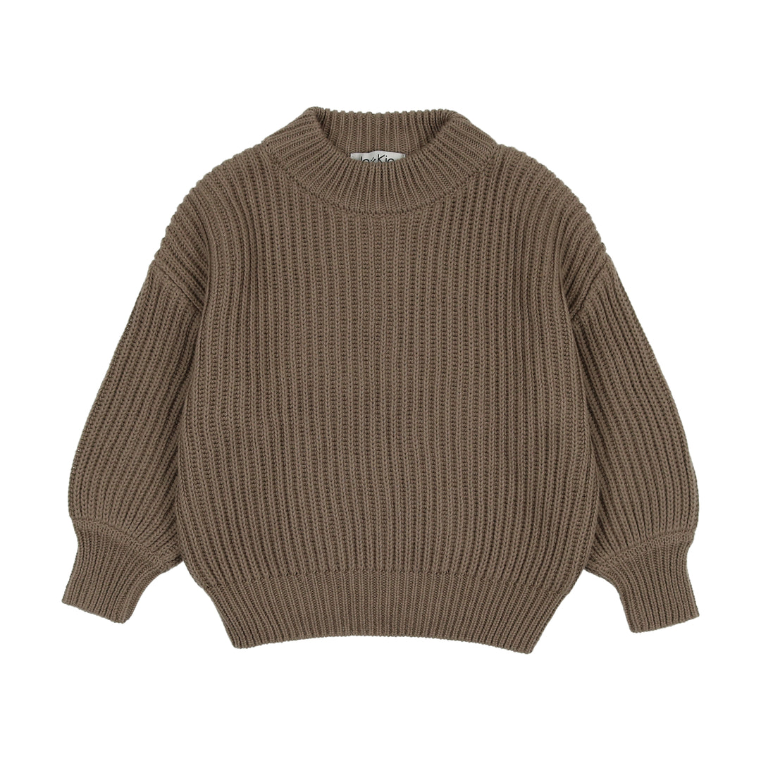 top l/s sweater knit fisherman - taupe