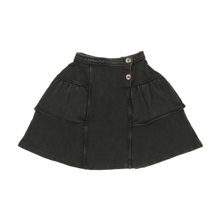 skirt tiered french terry - black denim