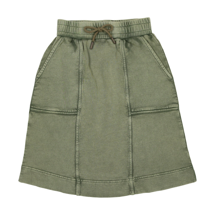 skirt drawstring washed edge - washed khaki