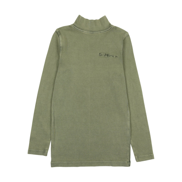 top l/s mock neck washed jersey - washed khaki