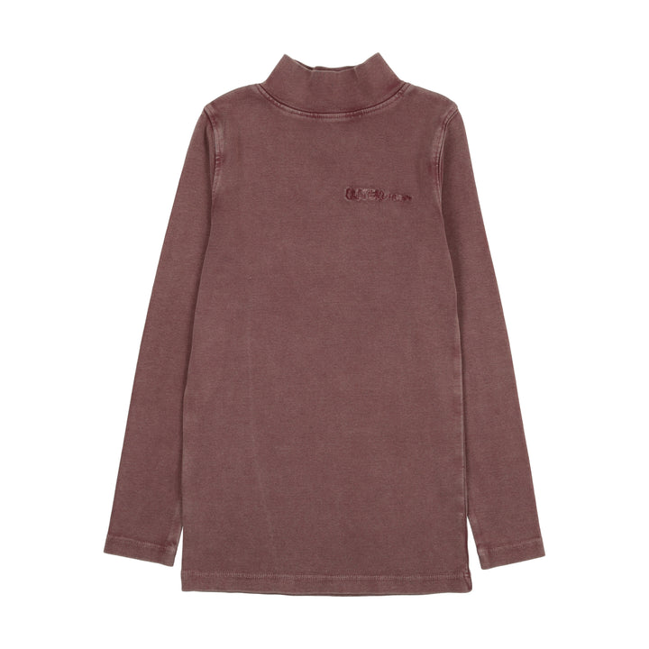 top l/s mock neck washed jersey - washed purple